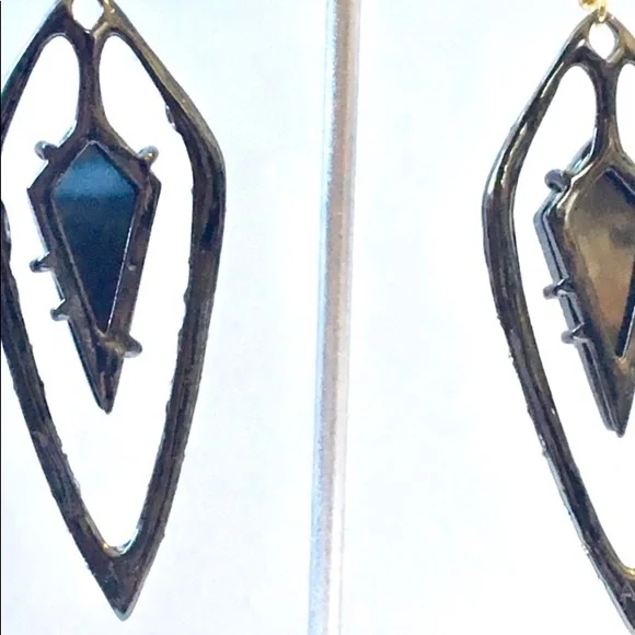 ALEXIS BITTAR NEW Open Kite Dark Gunmetal Smoke Blue Swarovski Crystals Earrings - Picture 6 of 13